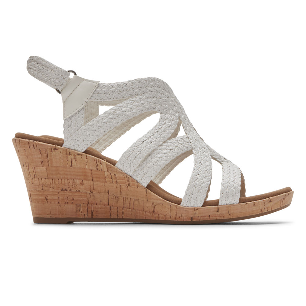 Rockport Womens Briah Braided - Sandals White - NVY106853